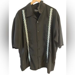 Vintage Dragonfly Clothing Co Shirt Mens XXL Black Grunge Embroidered Skulls Y2K